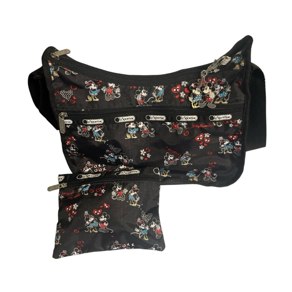 LeSportsac Mickey Loves Minnie Crossbody Messenger and Pouch - Picture 2 of 4